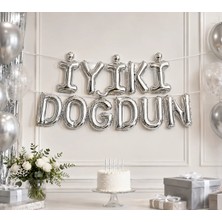 Dodomar Iyi Ki Doğdun Gümüş Folyo Balon Yazı Seti 15 Parça Ipli Doğum Günü Parti Süsü Dekoru