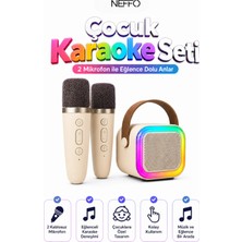 Neffo Karaoke Seti Çift Mikrofonlu Bluetooth Hoparlör Eğlence Seti Çocuk Eğlence Etkinlik