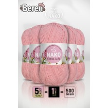 Nako Cotton Lüks - 97548 Toz Pembe - 5'li Paket - 100GR/330M - Pamuklu Hırka Yelek Amigurumi Ipi