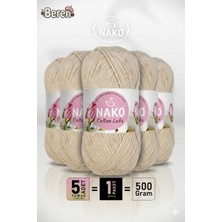 Nako Cotton Lüks - 97543 Bej - 5'li Paket - 100GR/330M - Pamuklu Hırka Yelek Amigurumi Ipi