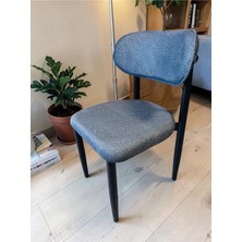 Msy Home 4 Adet Antrasit Jerry Kumaş Trendy Modern Sandalye Takımı Siyah Iskelet