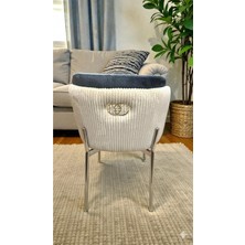 Msy Home 2 Kişilik Aura Krom Serisi Puffy Füme Modern Sandalye