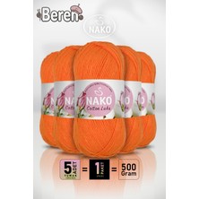 Nako Cotton Lüks - 97552 Portakal - 5'li Paket - 100GR/330M - Pamuklu Hırka Yelek Amigurumi Ipi