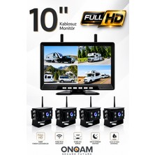 10'' Inç Monitörlü 4 Kameralı Tır Kamyon Otobüs Servis Için Kablosuz Araç Seti