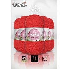 Nako Cotton Lüks - 97573 Nar Çiçeği - 5'li Paket - 100GR/330M - Pamuklu Hırka Yelek Amigurumi Ipi