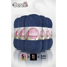Nako Cotton Lüks - 97562 Koyu Mavi - 5'li Paket - 100GR/330M - Pamuklu Hırka Yelek Amigurumi Ipi