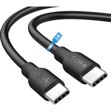 Upstyle CAB252 3A Type-C To Type-C Data ve Şarj Kablosu - 1 Metre - Hızlı Şarj - Black