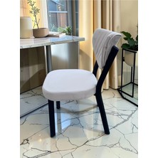 Msy Home Alva 6 Adet Yemek ve Mutfak Sandalyesi Baby Face Kumaş Siyah Iskelet Modern ve Şık