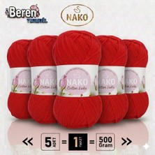 Nako Cotton Lüks - 97670 Kırmızı - 5'li Paket - 100GR/330M - Pamuklu Hırka Yelek Amigurumi Ipi