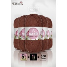 Nako Cotton Lüks - 97556 Kızıl Kahve - 5'li Paket - 100GR/330M - Pamuklu Hırka Yelek Amigurumi Ipi