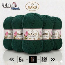 Nako Cotton Lüks - 97580 Çam Yeşili - 5'li Paket - 100GR/330M - Pamuklu Hırka Yelek Amigurumi Ipi