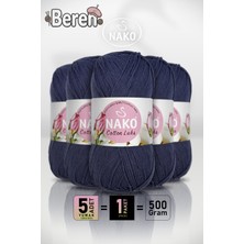 Nako Cotton Lüks - 97574 Lacivert - 5'li Paket - 100GR/330M - Pamuklu Hırka Yelek Amigurumi Ipi