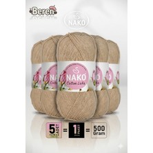 Nako Cotton Lüks - 97582 Deve Tüyü - 5'li Paket - 100GR/330M - Pamuklu Hırka Yelek Amigurumi Ipi