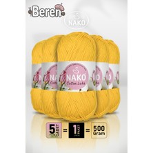 Nako Cotton Lüks - 97595 Sarı - 5'li Paket - 100GR/330M - Pamuklu Hırka Yelek Amigurumi Ipi