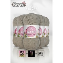 Nako Cotton Lüks - 97546 Taş - 5'li Paket - 100GR/330M - Pamuklu Hırka Yelek Amigurumi Ipi