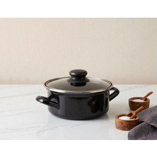 Gizem Emaye Mini Tencere 12 cm 0,60 Litre Siyah Mama Tenceresi Yumurta Kaynatma Tenceresi