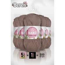 Nako Cotton Lüks - 97583 Kapiçino - 5'li Paket - 100GR/330M - Pamuklu Hırka Yelek Amigurumi Ipi