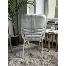 Msy Home 2 Kişilik Monaco Stil Krom Ayaklı Gri Kumaş Modern Sandalye Seti