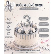 Parti Dükkanı Gümüş Gri 3 Rakam Pasta Mumu 12 cm Doğum Günü Sayı Mumu