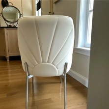 Msy Home 2 Kişilik Nova White Krom Ayaklı Silinebir Kumaş Modern ve Şık Sandalye Takımı