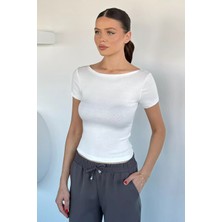 Gülseli Kadın Kayık Yaka Likralı Bluz P-00022031