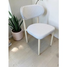 Msy Home 6 Adet Beyaz Kumaş Jerry Kumaş Trendy Modern Sandalye Takımı Krem Iskelet