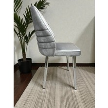 Msy Home 2 Kişilik Krom Ayak Gri Yönsüz Kumaş Modern ve Şık Sandalye Takımı