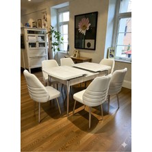 Msy Home 4 Kişilik Göz Serisi Krom Kelebek Traverten Kelebek Yemek Masası Takımı