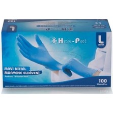 Has-Pet Nitrıl Mavi Pudrasız Eldiven Large 100'LÜ*1 Paket