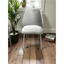 Msy Home 4 Kişilik Monaco Stil Krom Ayaklı Gri Kumaş Modern Sandalye Seti