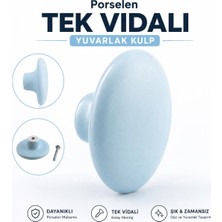 Nzb Porselen Yuvarlak Düz Mavi Renk (1 Adet) Mobilya Mutfak Gardrop Dolabı Kapak Kulpu Çekmece Kulbu