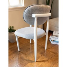 Msy Home 4 Adet Krem Jerry Kumaş Trendy Modern Sandalye Takımı Beyaz Iskelet