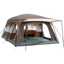 Forestia 10 Kişilik 2 Odalı Dev Aile Çadırı - 430X305X200 cm Dayanıklı Tenteli Profesyonel Kamp Çadırı