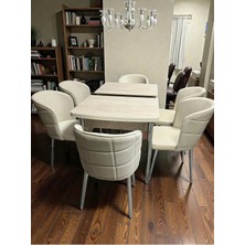 Msy Home 4 Kişilik Selin Serisi Krom Kelebek Traverten Kelebek Yemek Masası Takımı