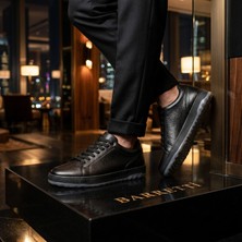 By Barretti Siyah Floter Deri Gri Taban Sneaker