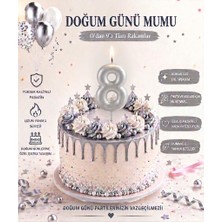 Parti Dükkanı Gümüş Gri 8 Rakam Pasta Mumu 12 cm Doğum Günü Sayı Mumu