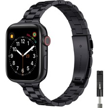 Alstrap Apple Watch 12-11-10(42MM) 9 8 7(41MM) Se 6 5 4 (40MM) Uyumlu Slim Paslanmaz Çelik Kordon Zarif Ince