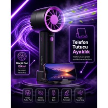Saravita USB Şarjlı Turbo Mini Fan Telefon Tutuculu Sessiz Taşınabilir Mini El Fanı Vantilatörü