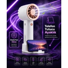 Saravita USB Şarjlı Turbo Mini Fan Telefon Tutuculu Sessiz Taşınabilir Mini El Fanı Vantilatörü