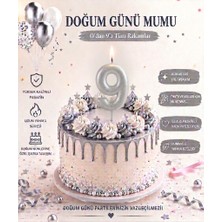 Parti Dükkanı Gümüş Gri 9 Rakam Pasta Mumu 12 cm Doğum Günü Sayı Mumu