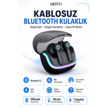 Neffo Rgb LED Işıklı Bluetooth 5.3 Ultra Düşük Gecikmeli Gürültü Önlemeli Gaming Kulakiçi Kablosuz Oyuncu Kulaklığı