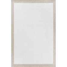 Hoom Rugs Lora 3204 Bej Çerçeveli Pamuk Taban Hav Toz Vermez Sisal Halı