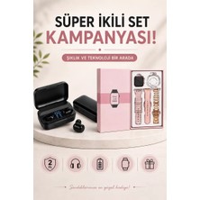 Hace Bazaar Wireless Şarjlı Pembe Akıllı Saat ve Kablosuz Bluetooth Kulaklık Dokunmatik Kontrol
