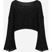 Purple By Banu Siyah Pullu Merserize Crop Bluz