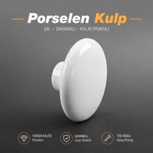 Nzb (1 Adet) Porselen Yuvarlak Düz Beyaz Renk (1 Adet) Mobilya Mutfak Gardrop Dolabı Kapak Kulpu Çekmece Kulbu