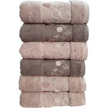 Pupilla Penye Nakışlı El-Yüz Havlu 50*90CM Luiza Tomurcuk 6'lı Paket