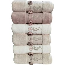 Pupilla Penye Nakışlı El-Yüz Havlu 50*90CM Luiza Papatya 6'lı Paket