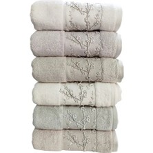 Pupilla Penye Nakışlı El-Yüz Havlu 50*90CM Ninna Sarmaşık 6'lı Paket