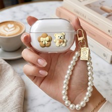Caseonn Huawei Freebuds Pro 5 Kılıf Transparan Çiçek ve Ayıcık