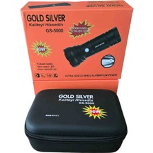 PAZAAR59 Gold Silver GS-5000 80W Profesyonel Ultra Işık Gücü Şarjlı Alüminyum El Feneri (Özel Taşıma Çantalı Set)